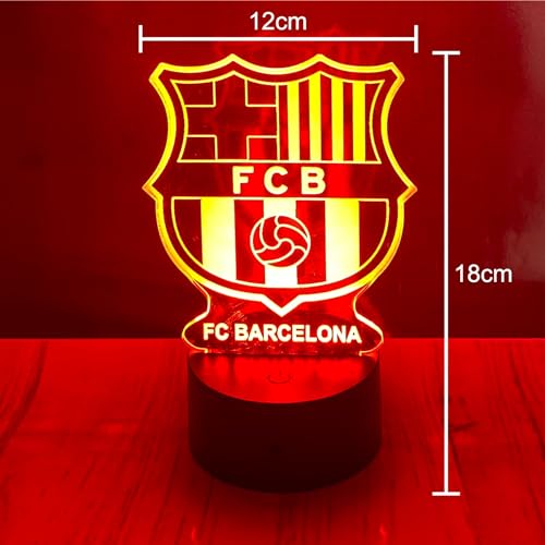 Riscko Lampara 3D Futbol Juguete de luz nocturna 3D, adecuado para la decoración del hogar de la habitación de los niños 16 cambios de color con control táctil y con mando (FC Barcelona)