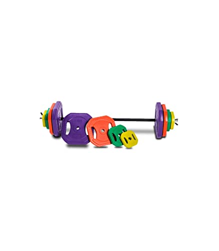 Riscko Set de pesas Barra Pump con Barra y Discos de Colores para Entrenar en Casa, Pesas y Mancuernas Profesionales para Gimnasio con Discos (30 kilos)