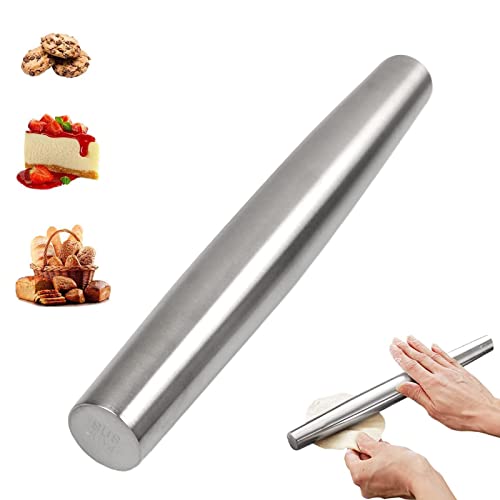 Rodillo Amasar de Acero Inoxidable, No Pegajoso de Masa Roller 22.5 cm Rodillo de Masa de Pizza Rodillo Metalico, Para estirar masa de pizza, masa de albóndigas, muffins, pan