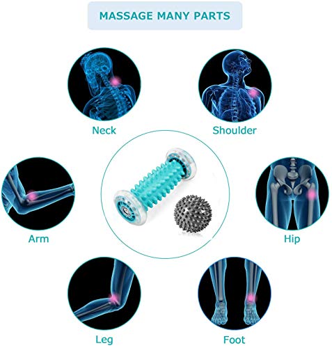 Rodillo de Masaje - RIGHTWELL Rodillo Masaje Pies y Bola de Masaje para Fascitis Plantar,Músculo,Cervical, Espalda, Nalgas, Hombro, Brazos