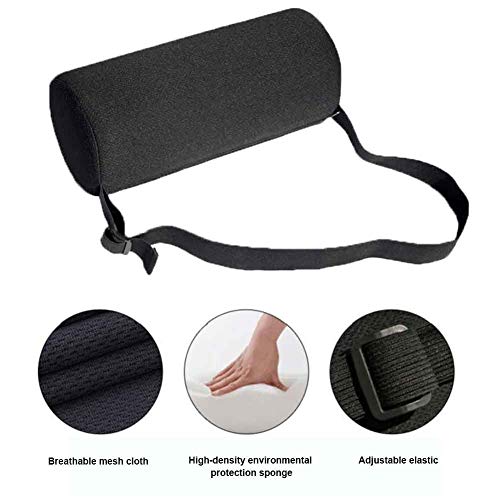 Rodillo lumbar, cojín de apoyo lumbar de esponja, almohada de apoyo lumbar para respaldo inferior y apoyo espinal, para asiento de coche, silla de hogar/oficina