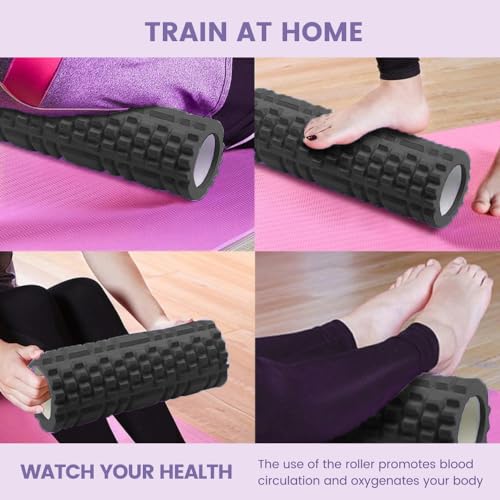 Rodillo Masajeador. Rodillo de Espuma para Terapia y Masaje Muscular. Rodillo de Pilates y Yoga. Fitness Foam Roller. Cilindro de gomaespuma para alivio de dolores y entrenamiento. 33x14cm