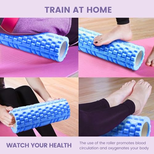 Rodillo Masajeador. Rodillo de Espuma para Terapia y Masaje Muscular. Rodillo de Pilates y Yoga. Fitness Foam Roller. Cilindro de gomaespuma para alivio de dolores y entrenamiento. 33x14cm