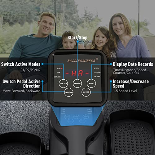 Rollingsurfer Máquina Elíptica Bajo Escritorio, Entrenador Elíptico de Velocidades Ajustables con Mando a Distancia, Stepper Elíptico Portátil Compacto para Adolescentes, Mayores y Adultos