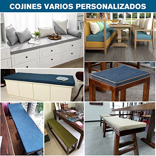 ROMTZD Personalizado Cojines para Bancos, Colchonetas para Bancos de Jardín, Set de Cojines para Sillas, Comodísmo y Desenfundable, Personalizar Cojines para Interior y Exterior, Beige-Blanco