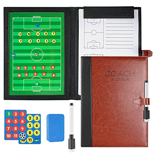 RoseFlower Carpeta Táctica de Futbol, Carpeta Pizarra Táctica de Entrenamiento Entrenador Magnéticas de Fútbol con Imanes, Lapiceros y Borrador (Tamaño: 48 x 32 cm)