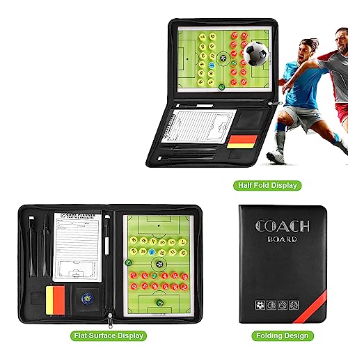 RoseFlower Pizarra Futbol Entrenador, Carpeta Táctica Magnéticas Plegable para Deportes Entrenamiento de Fútbol - Football Coach Board con Imanes, Lapiceros y Borrador para Estrategia Competencia #3