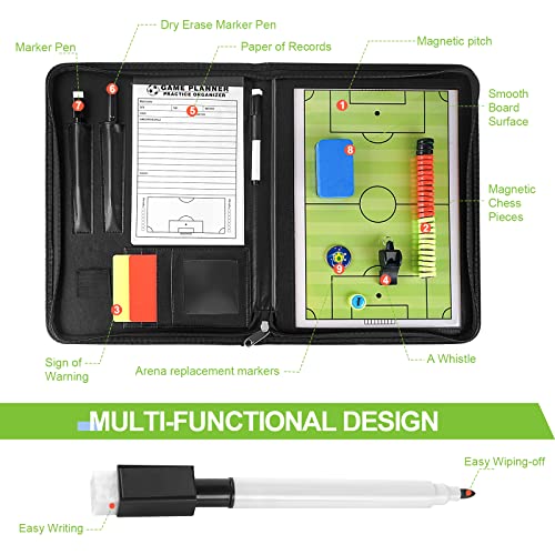 RoseFlower Pizarra Futbol Entrenador, Carpeta Táctica Magnéticas Plegable para Deportes Entrenamiento de Fútbol - Football Coach Board con Imanes, Lapiceros y Borrador para Estrategia Competencia #3