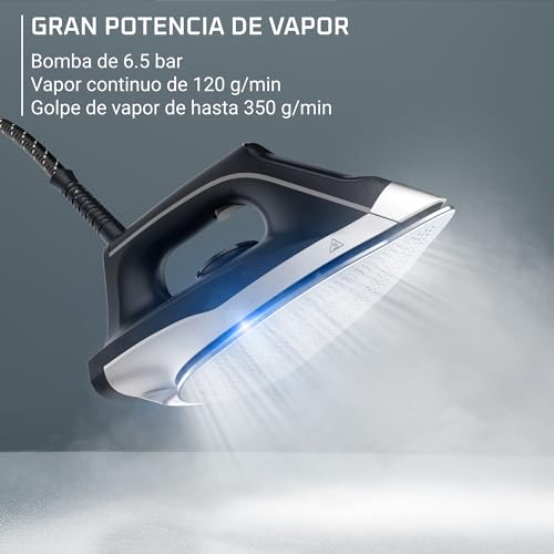 Rowenta Centro de planchado Turbosteam - Potencia 2600W, salida vapor 120g/min, golpe vapor 350g/min, vapor vertical, modo Eco, suela MicroSteam400 láser, depósito extraíble XL 1,7L, VR8325