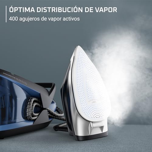 Rowenta Centro de planchado Turbosteam - Potencia 2600W, salida vapor 120g/min, golpe vapor 350g/min, vapor vertical, modo Eco, suela MicroSteam400 láser, depósito extraíble XL 1,7L, VR8325