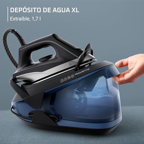 Rowenta Centro de planchado Turbosteam - Potencia 2600W, salida vapor 120g/min, golpe vapor 350g/min, vapor vertical, modo Eco, suela MicroSteam400 láser, depósito extraíble XL 1,7L, VR8325