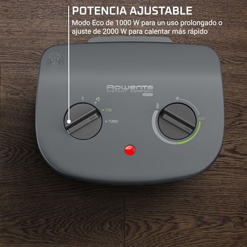 Rowenta Comfort Compact - Calefactor bajo consumo 2000 W, 2 velocidades, termostato mecánico función anti-heladas, función Silence 44 dBA, modo Eco, ventilador aire frío, fácil transporte, SO2320