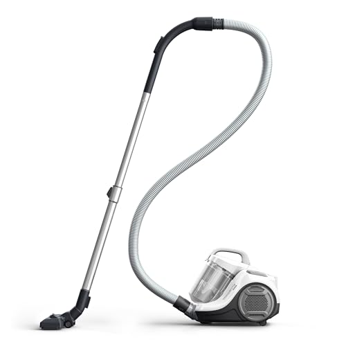 Rowenta Swift Power Cyclonic Classic – Aspiradora sin bolsa potente de 750W, tecnología ciclónica, cabezal alto rendimiento, 3 niveles filtración, 7,5m radio acción, posición parking, blanco