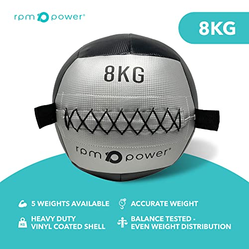 RPM Power Balón medicinal suave para entrenamiento de cuerpo completo y ejercicios de fuerza (2-10 kg) (8 kg - plateado)