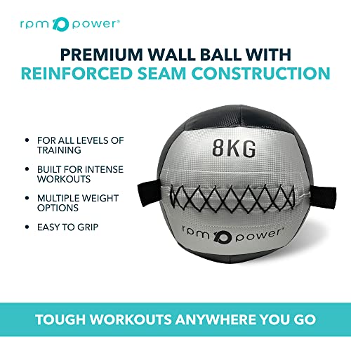 RPM Power Balón medicinal suave para entrenamiento de cuerpo completo y ejercicios de fuerza (2-10 kg) (8 kg - plateado)