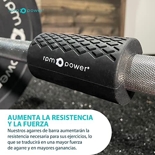 RPM Power Bar Grip (Par) - Agarre grueso para barra y mancuerna para aumentar la resistencia y el entrenamiento de fuerza (Negro)