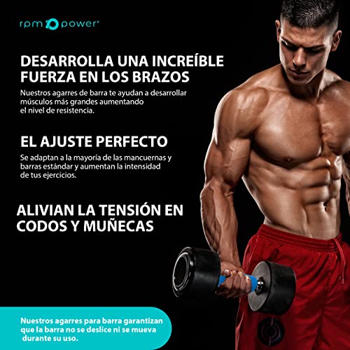 RPM Power Bar Grip (Par) - Agarre grueso para barra y mancuerna para aumentar la resistencia y el entrenamiento de fuerza (Negro)