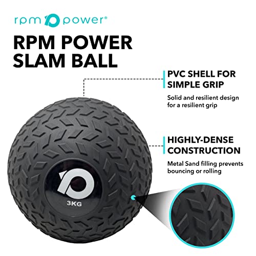 RPM Power Pelota de PVC para entrenamiento de fuerza, entrenamiento pliométrico, entrenamiento cruzado, entrenamiento HIIT, ejercicios básicos (3 kg)