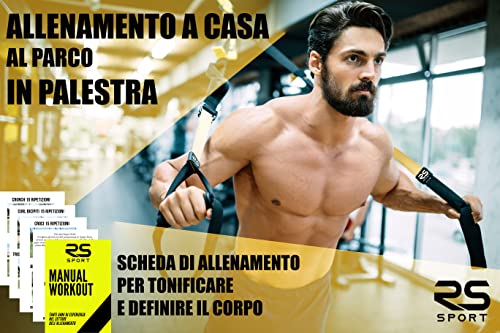 RS Sport Entrenamiento en suspensión, kit con correas con sistema de anclaje de puerta, ajustable, entrenamiento de fitness para todo el cuerpo en casa, viajes al aire libre en el gimnasio.