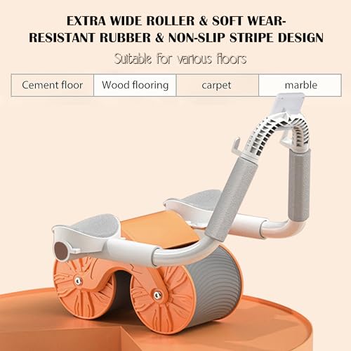 Rueda abdominal de rebote automático para el hogar, entrenamiento abdominal, rodillo de rebote, eficaz para el gimnasio en casa, para hombre y mujer (naranja/con temporizador)