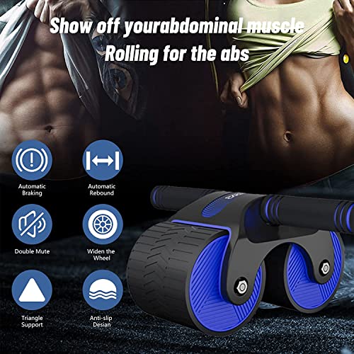 Rueda Abdominal de Rebote Automático,Equipo de entrenamiento básico AB,Ab Roller Wheel Exercise Equipment,Rueda de rodillos para abdominales,con ruedas de rodillos ABS para entrenamiento básico