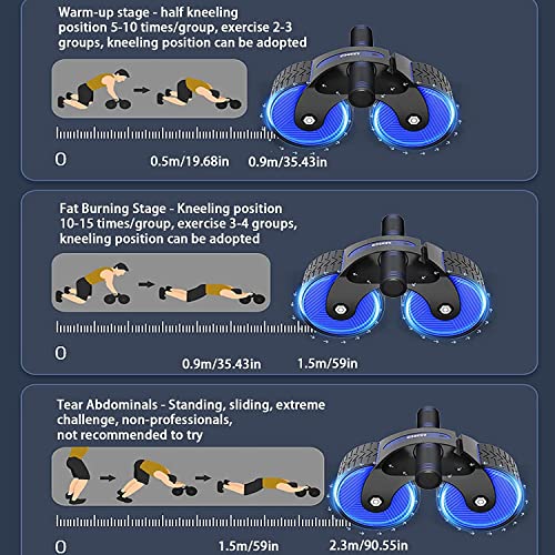 Rueda Abdominal de Rebote Automático,Equipo de entrenamiento básico AB,Ab Roller Wheel Exercise Equipment,Rueda de rodillos para abdominales,con ruedas de rodillos ABS para entrenamiento básico