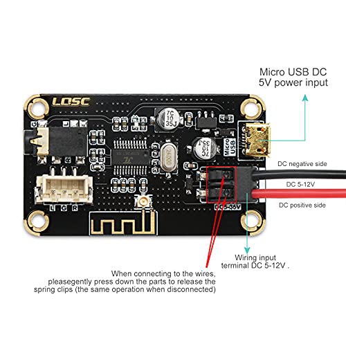 RUIZHI Módulo de Recepción Bluetooth,Tablero Receptor de Audio estéreo Bluetooth de MP3 DC 5-35 V Portátil Decodificador Electrónica Inalámbrica Chip para Auriculares Estéreo para el Hogar DIY