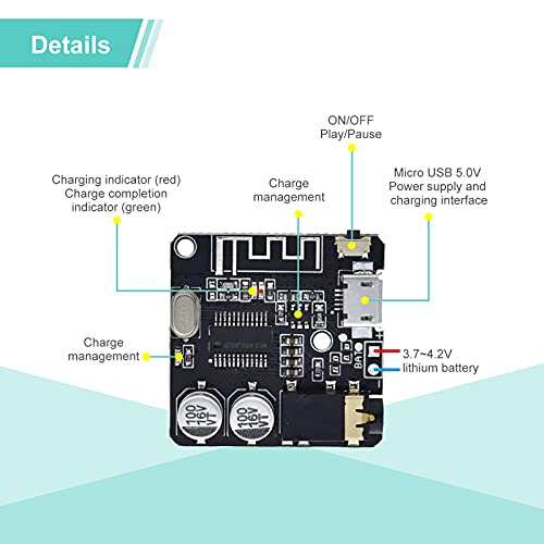 RUIZHI VHM-314 Placa de Receptor de Audio Bluetooth para Amplificador 4.1 MP3 Tarjeta de Decodificación Música Estéreo Inalámbrica