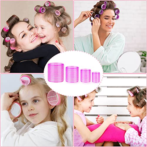 Rulos, 24 Piezas Hair Rollers, Rulos Pelo Grandes con 12 Pinzas Pico de Pato Plástico, Rulos Pelo Corto, Rulos Pelo Para Mujeres con Cabello Corto y Mediano