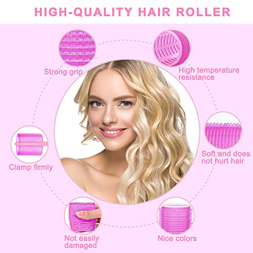 Rulos, 24 Piezas Hair Rollers, Rulos Pelo Grandes con 12 Pinzas Pico de Pato Plástico, Rulos Pelo Corto, Rulos Pelo Para Mujeres con Cabello Corto y Mediano