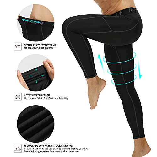 Runhit 2 Piezas Mallas Deporte Hombre con Bolsillos Compresion Pantalon Leggins Chandal Hombre Leggings Térmicos para Running Gym Yoga Moto Trekking Montaña Caza Jogger Muay Thai Golf Snowboard Ski