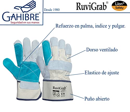 Ruvigrab - Guante americano serraje reforzado | Trabajos pesados | Guantes cactus| Guantes jardin |Guantes para mecanicos, Construcción, Agricultura | Guante trabajo hombre y mujer