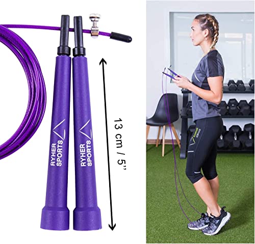 Ryher Cuerda para Saltar Kit - Comba Crossfit, Fitness y Ejercicio (Morado)