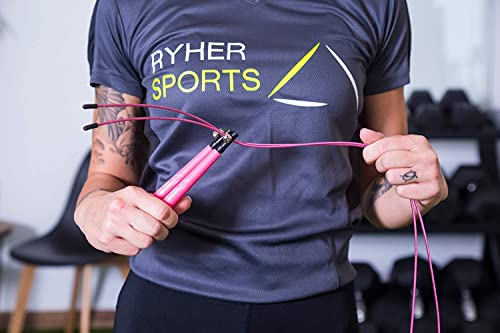 Ryher Cuerda para Saltar Kit - Comba Crossfit, Fitness y Ejercicio (Rosa)