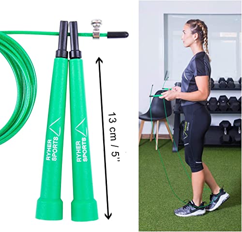 Ryher Cuerda para Saltar Kit - Comba Crossfit, Fitness y Ejercicio (Verde)