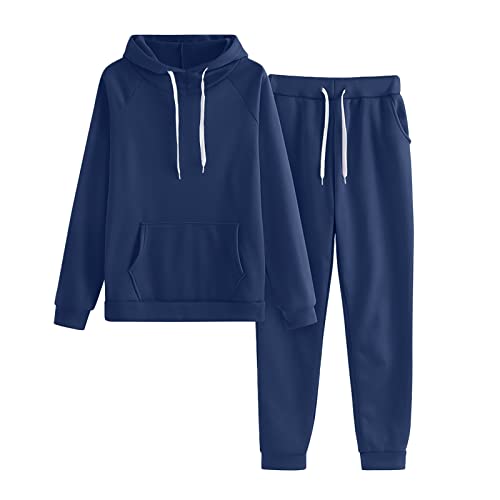 RYTEJFES Conjunto Deportivo Mujer, Largo Dos Piezas Chandal con Capucha Talla Grande Completo Conjunto Deportivo Gris Sudadera con Capucha Y Pantalón Jogger Ropa Mujer para Fitness Jogging S-5XL