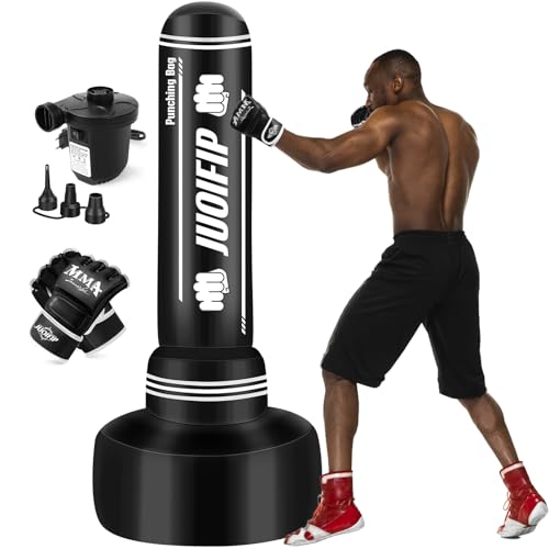 Saco de Boxeo 180cm- Saco de golpeo de pie con Guantes de Boxeo y Bomba de Aire eléctrica, Mujeres Hombres de pie Kickboxing Bolsas para Entrenamiento MMA Muay Thai Fitness Principiantes