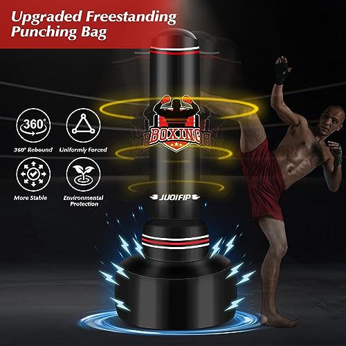 Saco de Boxeo con Soporte 180cm- Saco de Boxeo Adulto con Guantes de Boxeo y Bomba de Aire eléctrica, Mujeres Hombres Stand Kickboxing Bolsas para Entrenamiento MMA Muay Thai Fitness Principiantes