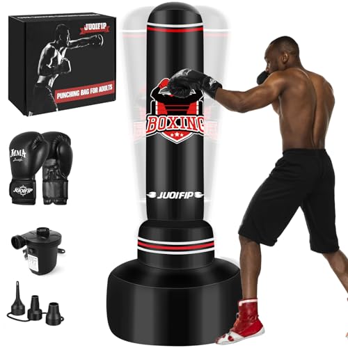 Saco de Boxeo con Soporte 180cm- Saco de Boxeo Adulto con Guantes de Boxeo y Bomba de Aire eléctrica, Mujeres Hombres Stand Kickboxing Bolsas para Entrenamiento MMA Muay Thai Fitness Principiantes