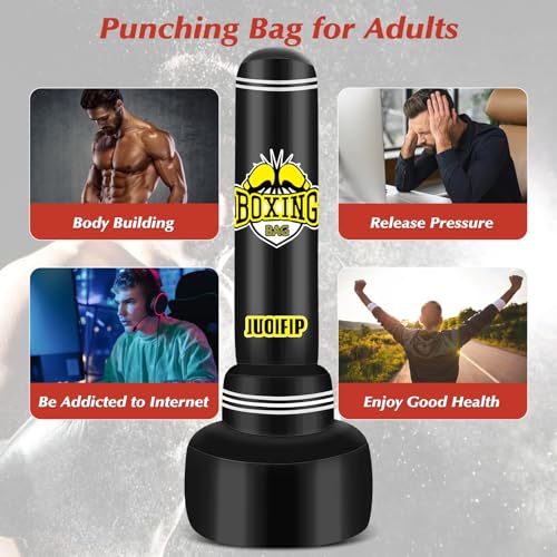 Saco de boxeo con soporte para adultos de 180 cm, bolsa de boxeo pesada independiente con guantes de boxeo y bomba de aire eléctrica, bolsas de kickboxing para entrenamiento MMA Muay Thai Fitness