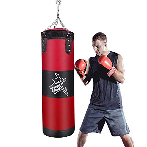 Saco de Boxeo para Colgar en el Techo - JanTeelGO Saco de Arena Bolsa sin Relleno para Niños y Adulto,Boxing Bag con Cadena de Montaje Taekwondo Muay Thai Kickboxing Entrenamiento