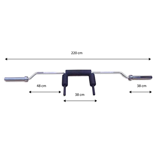 Safety Squat Bar, Barra para sentadillas, hasta 350 kilos, adaptada para Discos Olímpicos