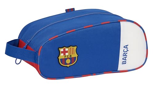 Safta F.C. Barcelona 2ª EQUIPACIÓN - Zapatillero Ovalado, Multiusos, Portatodo, Deporte, Extraescolares, Fútbol, Cómodo y Versátil, 34x18x15 cm, Color Azul y Granate