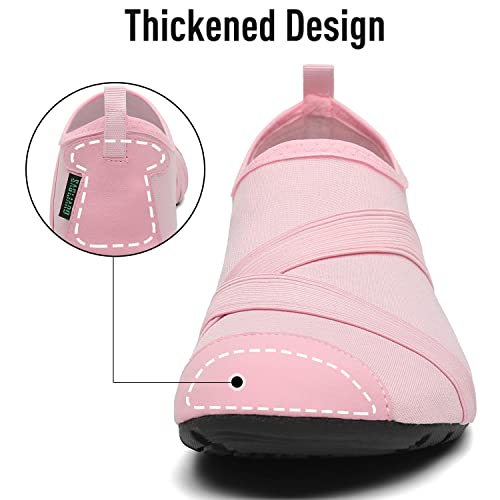 SAGUARO Escarpines Mujer Zapatos de Agua Cómodos Ligeros Calzado de Playa Antideslizante Zapatillas Deportes Acuáticos para Yoga Surf Natación, Rosa Crepé, 44/45EU