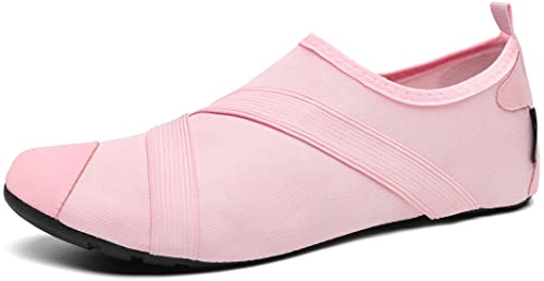 SAGUARO Escarpines Mujer Zapatos de Agua Cómodos Ligeros Calzado de Playa Antideslizante Zapatillas Deportes Acuáticos para Yoga Surf Natación, Rosa Crepé, 44/45EU