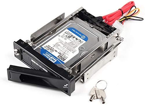 Salcar Bahia de Disco Duro 3.5" - SATA I/II/III HDD Bastidor de Disco Duro para compartimientos de Unidades de reproducción de 5.25" hasta 6.0 GBit/s Kit-Anti-Vibracion-Kit bloqueable