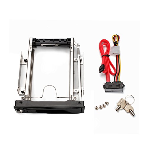 Salcar Bahia de Disco Duro 3.5" - SATA I/II/III HDD Bastidor de Disco Duro para compartimientos de Unidades de reproducción de 5.25" hasta 6.0 GBit/s Kit-Anti-Vibracion-Kit bloqueable