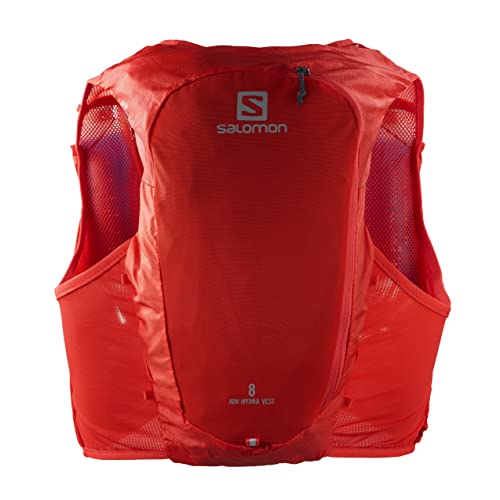 Salomon Adv Hydra Vest 8 Chaleco para correr con Flask incluido Unisex, Comodidad y estabilidad, Rápido acceso a la hidratación, Simplicidad, Fiery Red, S