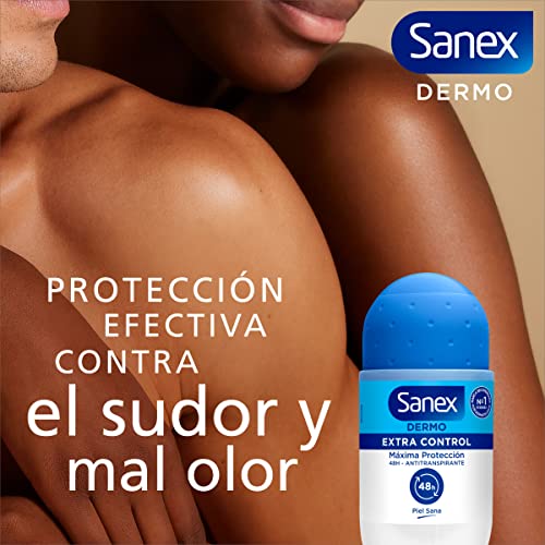 Sanex Dermo Extra Control Desodorante Roll-On, Pack 6 Uds x 50 ml, Desodorante Antitranspirante, hasta 48H de Protección Contra el Sudor y el Olor, Restaura el pH Natural de la Piel