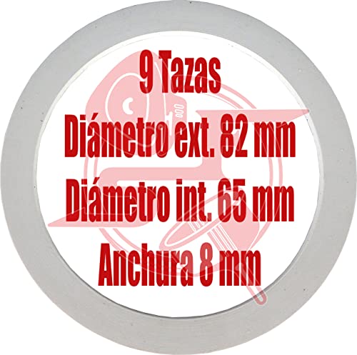 Sanfor Juntas Goma + Filtro para Cafetera Italiana, 9 Tazas, Caucho Blanco, Aluminio, 82 x 65 x 8 mm, 87026